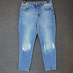 Nobo Women’s 15 Jeans Mom High-Rise Denim Taper Distress Ankle Light Wash Y2k 90